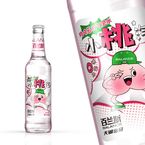 百蘭斯小桃汽蘇打氣泡水包裝設計