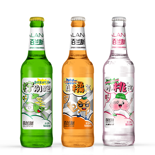 百蘭斯青檸、橘味、水蜜桃蘇打氣泡水包裝設計